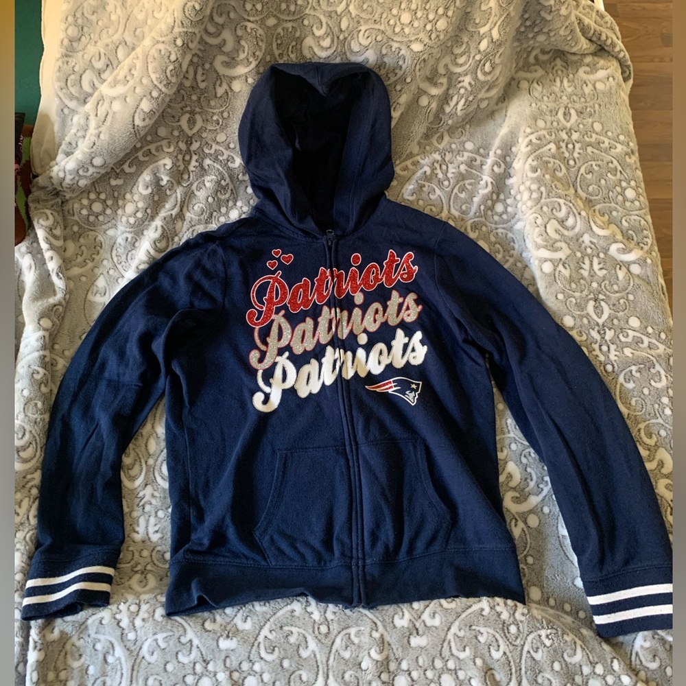Children’s Place Girls Patriots Navy Zipper Hoodie Jacket 12/14 Team Apparel